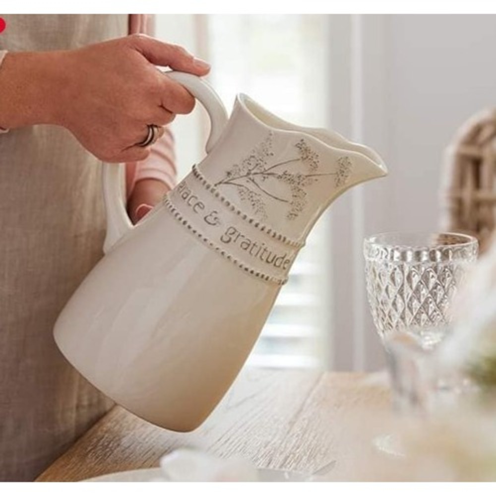 Mary & Martha Grace & Gratitude Collection Queen Annes Lace Serving Pitcher NEW